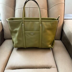 Michael Kors Green Leather Tote Bag with Spacious Design